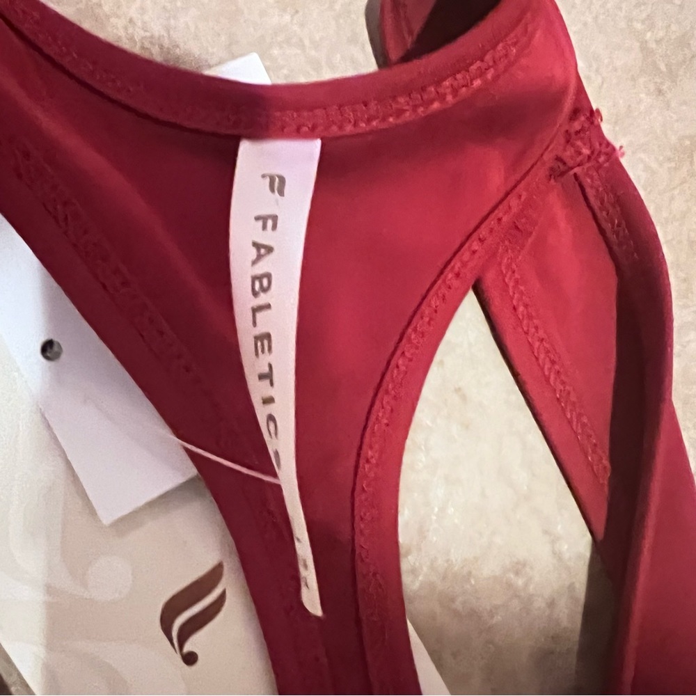 Fabletics Cacey Racerback Dress side slither tricot fabric scarlet red size XL - Picture 5 of 13